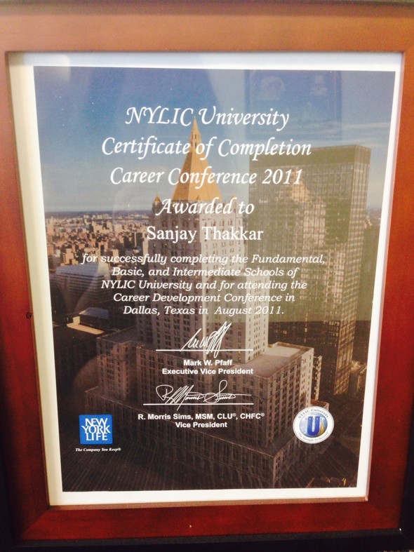 2011 Certificate of Completion Career Conference award